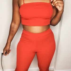 Red 2 piece with flare pants